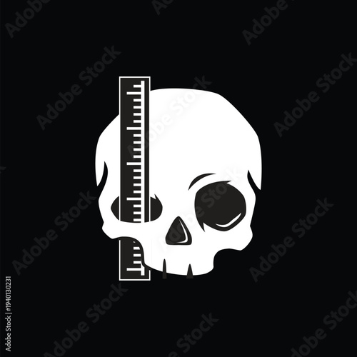 Skull with Ruler Measuring Jawbone