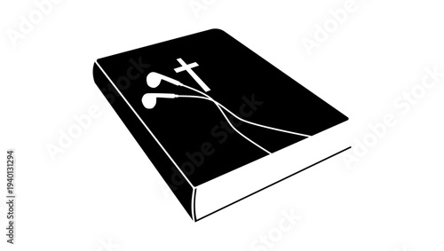 christian audiobook symbol, black isolated silhouette