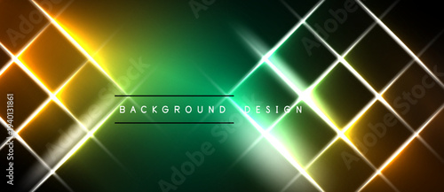 Abstract background features vibrant gradients, glowing lines forming diamond pattern. Text reads background design centered within image.