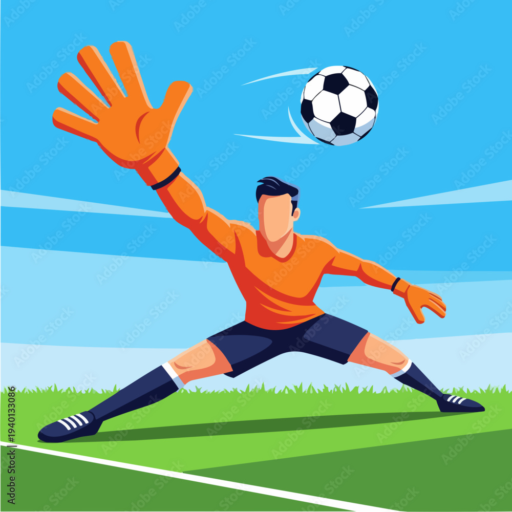 Obraz premium Soccer goalkeeper jumping to catch the ball during a match.