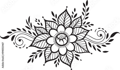 Vector floral illustration with leaves and swirls