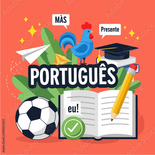 Portuguese Language Learning Education Concept.