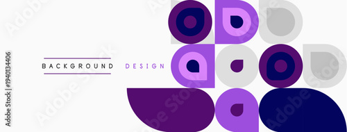 Abstract geometric shapes, purple hues, minimalist design. Background elements create modern visual composition. Simple, clean aesthetic.