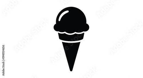 Simple black and white illustration of an ice cream cone