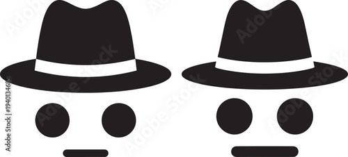 Anonymous Character with Fedora Hat Silhouette Icons Representing Mystery or Detective Concepts