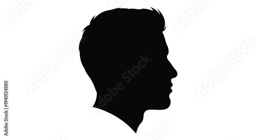Silhouette of a man s face in profile stark black against white