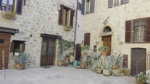 Wallpaper Mural The facade of old houses in Gualdo Cattaneo, a medieval village in the Umbria region, Italy. Torontodigital.ca