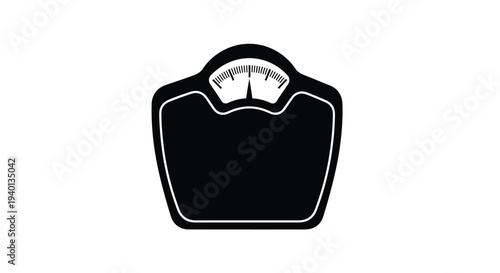 Simple black silhouette of a vintage bathroom scale with a needle