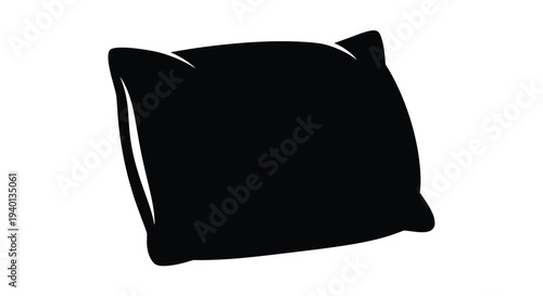 Simple black silhouette of a rectangular pillow against a white background