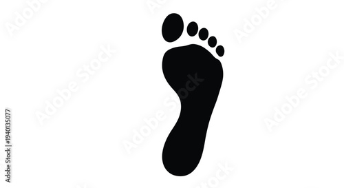 Simple black silhouette of a human foot on a white background