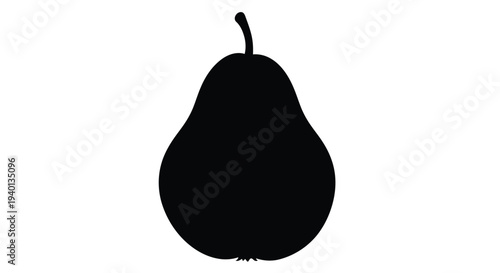 Simple black silhouette of a pear against a white background