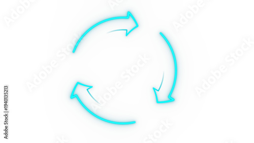 Free Download Futuristic glowing blue recycling symbol with three rotating arrows, recycling cycle concept - GFXLoad