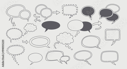 Collection of speech bubbles and thought clouds for communication and ideas