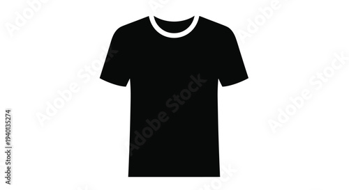 Simple black t shirt icon on a plain white background