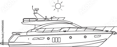 Vector luxury yacht boat illustration