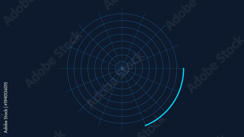 Radial target vector illustration with concentric circles and arc