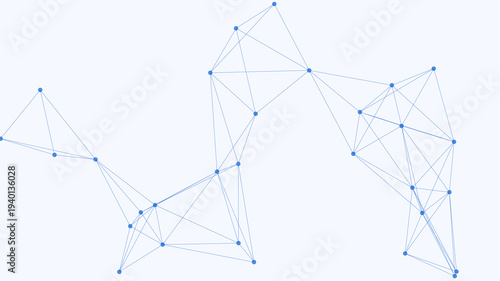 Abstract Digital Network with Interconnected Geometric Points and Lines on a Clean White Background