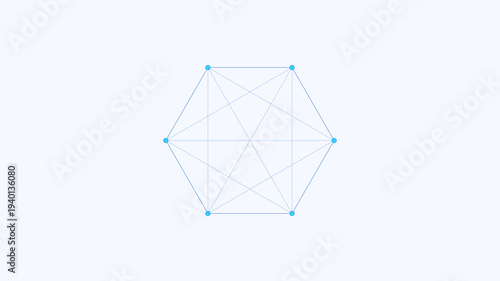 Abstract geometric hexagonal network with interconnected nodes and lines, a minimalist vector icon for technology concepts