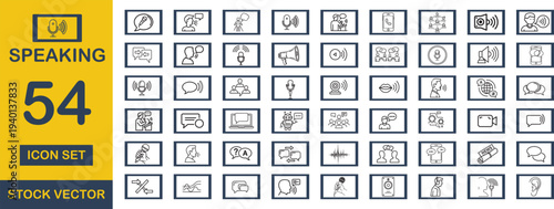 Speaking icon set. Editable line icons. Vector illustration - stock vector