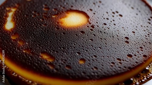 Pancake peril in a kitchen as a thick pancake cooks at a slow pace during brunch time with friends and family gathering around