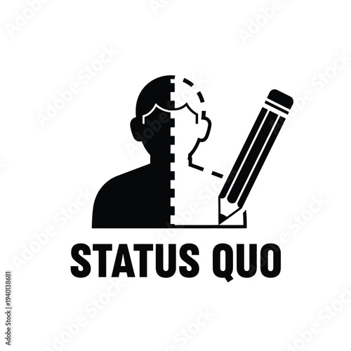 A striking black silhouette depicts a head partially transforming into a pencil symbolizing creativity and challenging the status quo high quality professional detailed modern