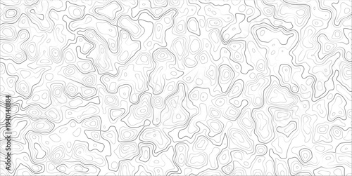 Topographic map illustration with contour lines on white background