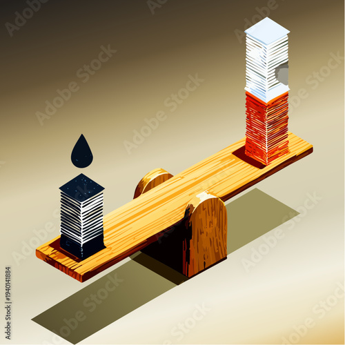 Economic Seesaw Balancing the Value of Oil Against Other Commodities.