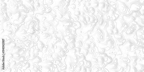 Topographic map illustration with wavy contour lines on white background