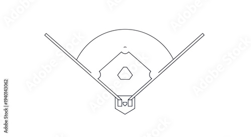 Baseball Field Outline Top View Illustration
