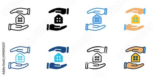 Property Protection icons set multiple style collection. Editable stroke 
