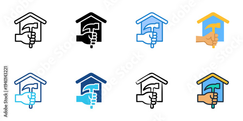 Home Repair icons set multiple style collection. Editable stroke 
