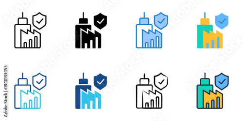 Business Insurance icons set multiple style collection. Editable stroke 
