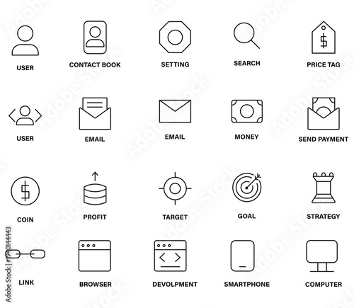 Small User Interface Line Icons Editable Stroke stock illustration Icon Symbol, Graphical User Interface, Mobile App, Icon Set, Internet