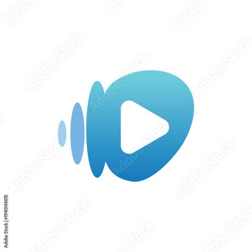 Blue Play Button Icon Design Element