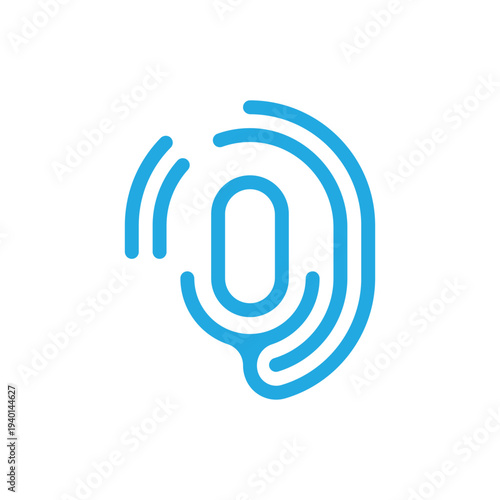 Blue Ear Listening Sound Wave Icon