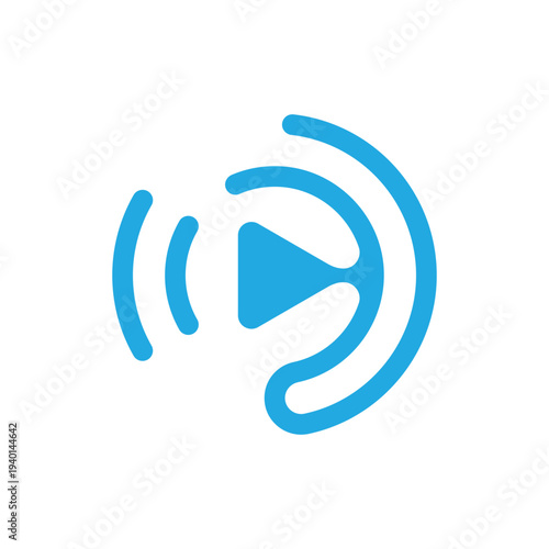 Blue Play Button Icon on White