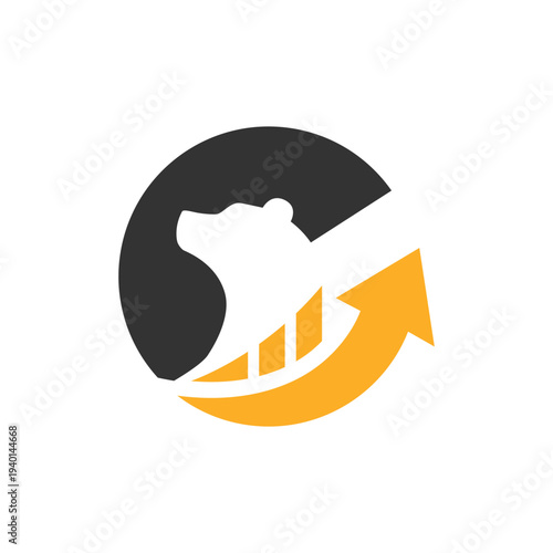 Bear Logo Design with Rising Arrow