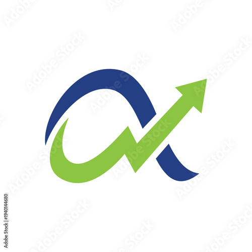 Green and Blue Arrow Upward Trend Graph