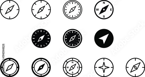 Compass Navigation Icons Set