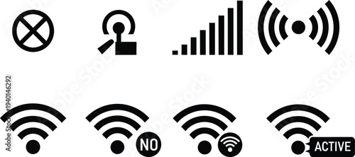 Wireless and Wi-Fi Signal Icons Set