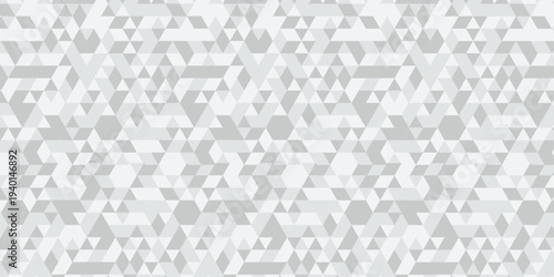 Abstract geometric White and gray background seamless mosaic and low polygon triangle texture wallpaper. Triangle shape retro wall grid pattern geometric ornament tile vector square element.
