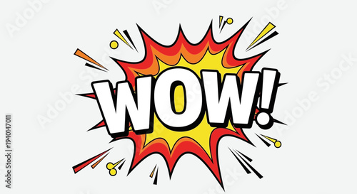WOW Comic Explosion Text – Pop Art Speech Bubble Vector Illustration