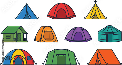 Colorful Tents and Camping Shelters