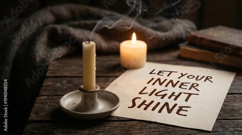 Candlelight illuminating a message of inner light