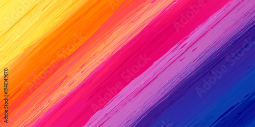 An abstract colorful wallpaper design features a vibrant rainbow pattern of striped lines and light textures in pink, purple, orange, and yellow to create an artistic fabric illustration backdrop