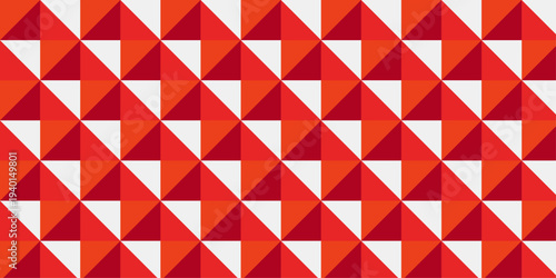 Abstract red and with geometric cube wall creative concept triangle overlap square technology background. vector digital cubes fabric and wallpaper grid block texture background.
