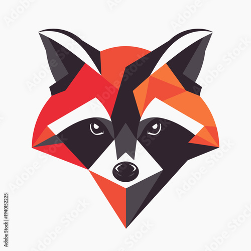 Geometric raccoon illustration colorful polygonal design on white background