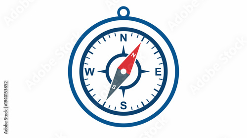 Vector illustration of a classic blue and red compass, perfect for navigation, direction, travel, exploration, and guidance concepts.