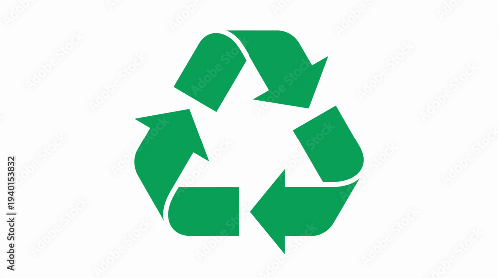 Fototapeta premium Green Recycling Symbol Icon on White Background for Environmental Protection, Sustainability, and Eco-Friendly Concepts