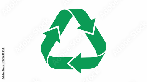 Eco-friendly green recycling symbol icon, sustainable environment concept, waste management and circular economy graphic